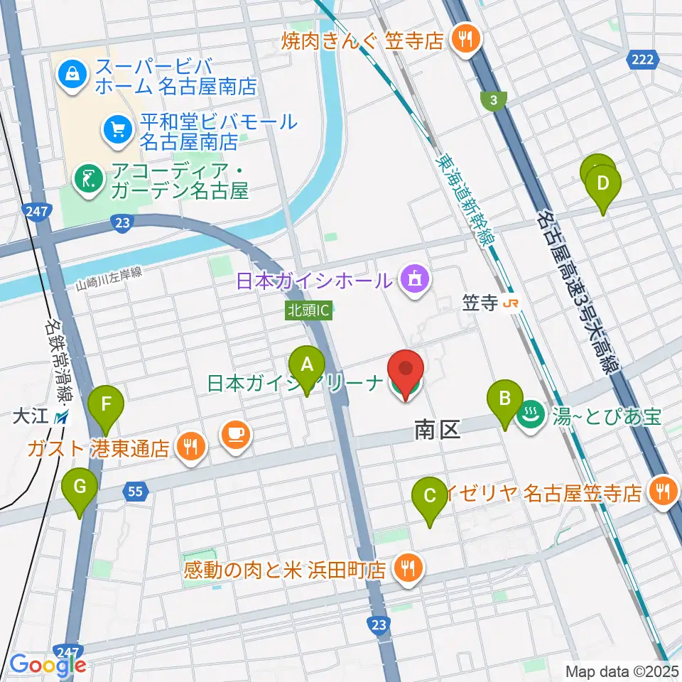 日本ガイシアリーナ周辺のホテル一覧地図