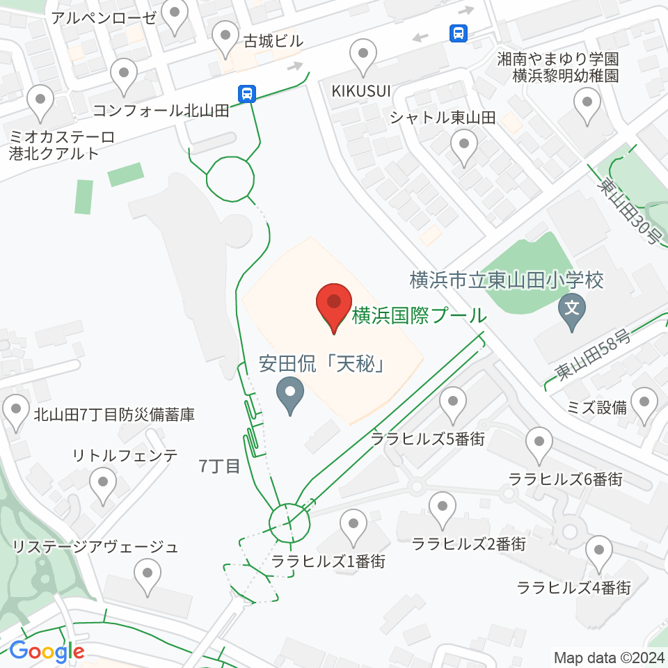 横浜国際プール周辺のホテル一覧地図
