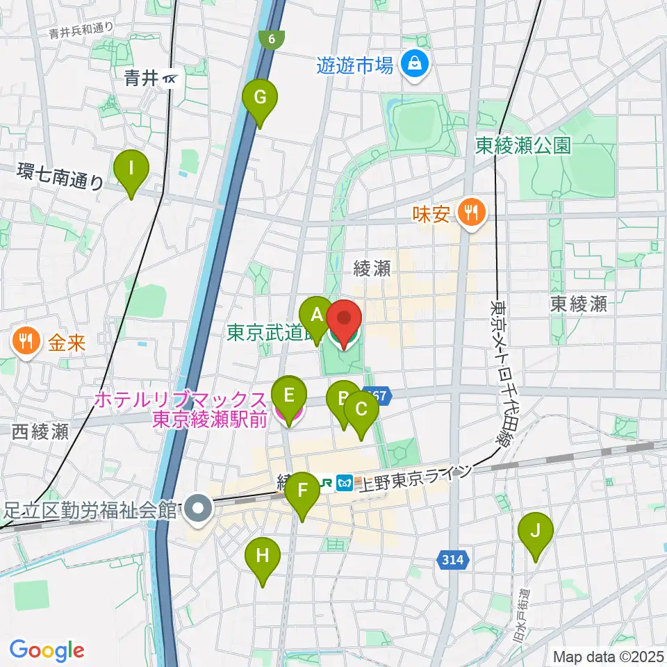 東京武道館周辺のホテル一覧地図