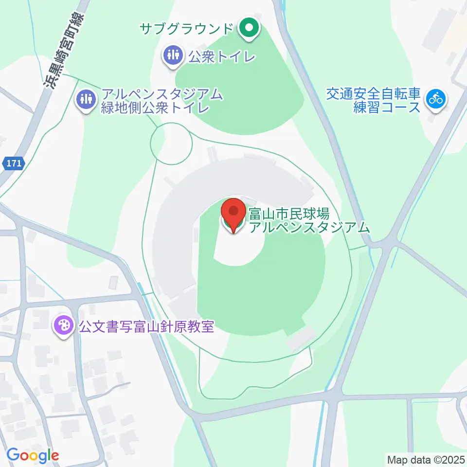 富山市民球場アルペンスタジアム周辺のホテル一覧地図