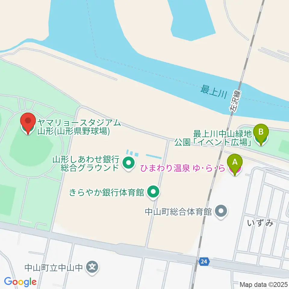 ヤマリョースタジアム山形周辺のホテル一覧地図