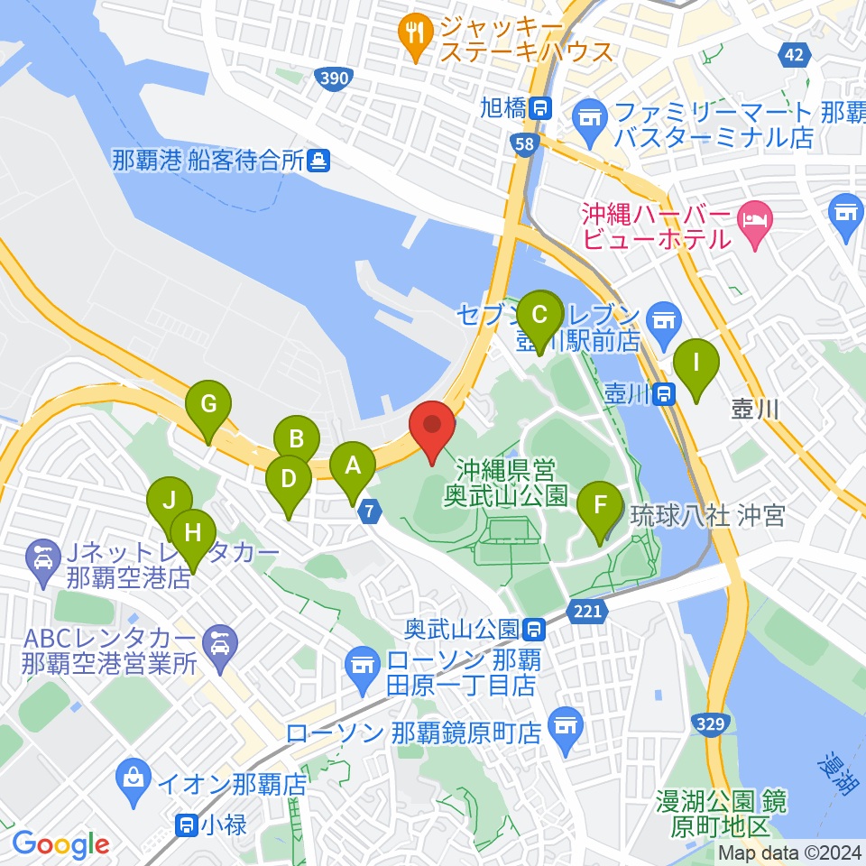 沖縄セルラースタジアム那覇周辺のホテル一覧地図
