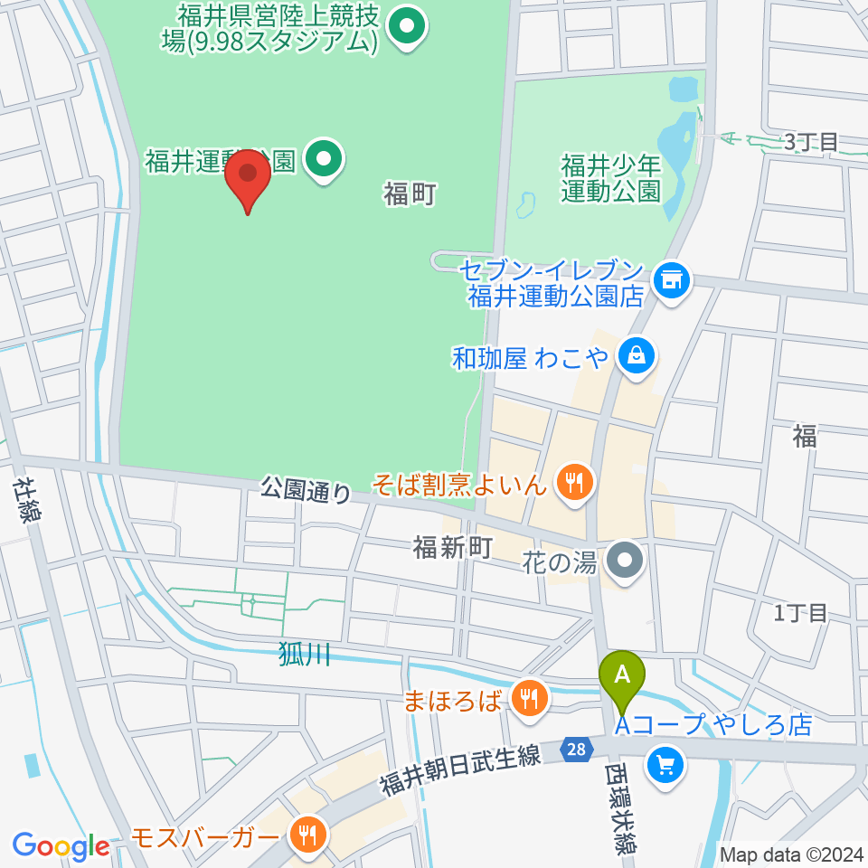 セーレン・ドリームスタジアム周辺のホテル一覧地図