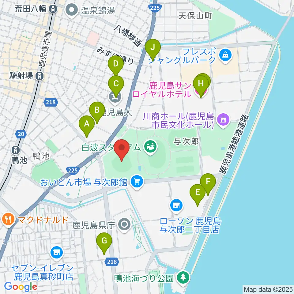平和リース球場周辺のホテル一覧地図