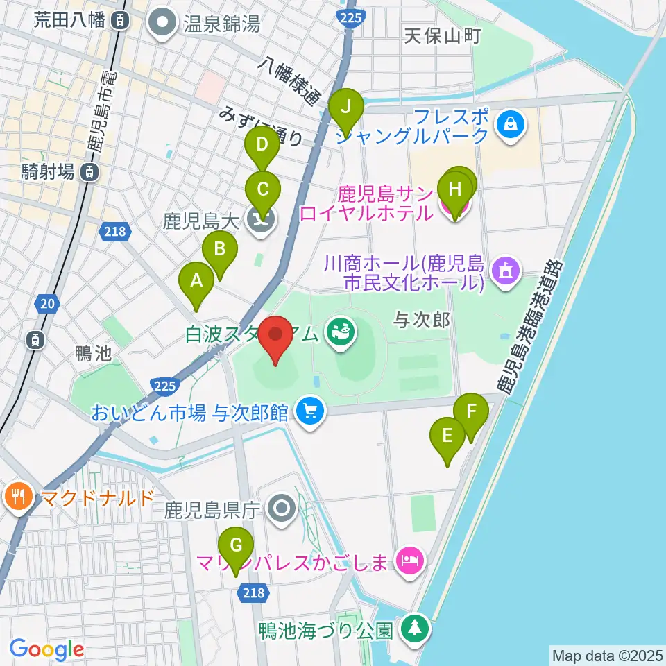 平和リース球場周辺のホテル一覧地図