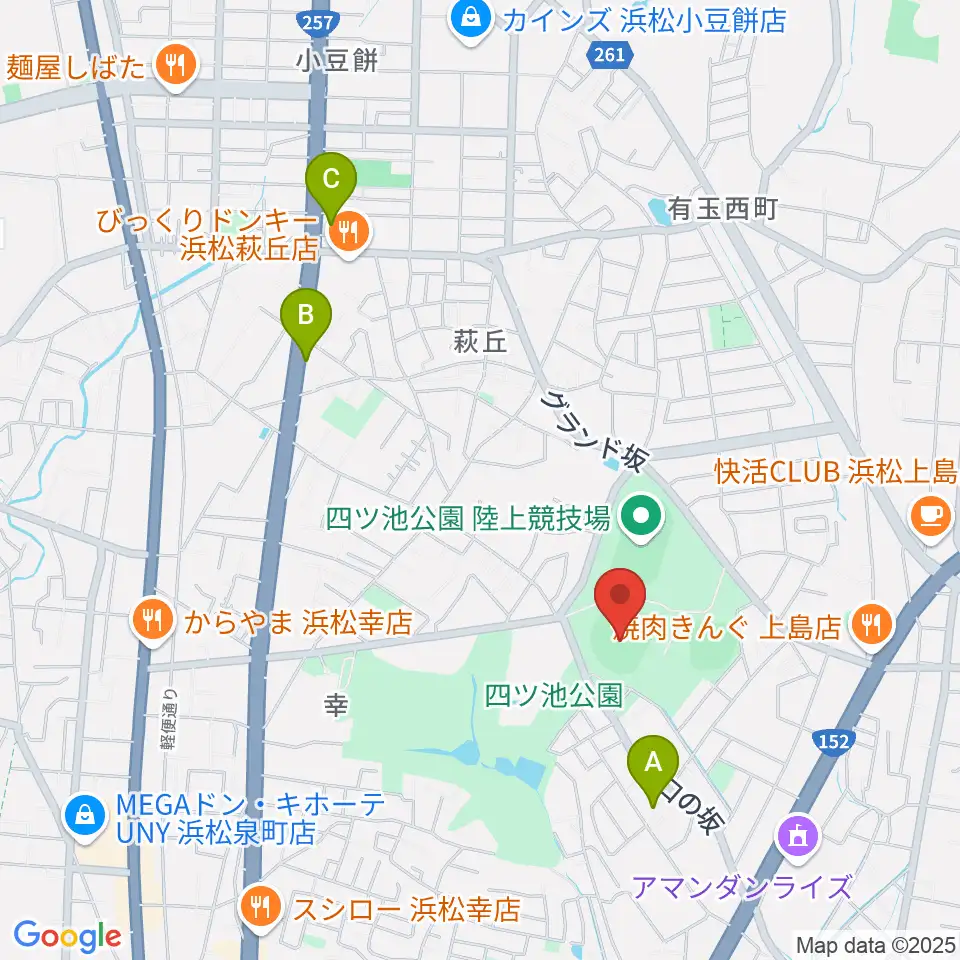 浜松球場周辺のホテル一覧地図