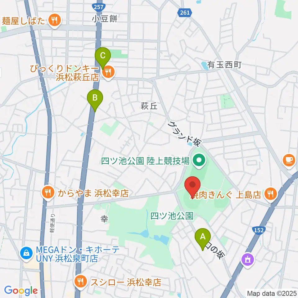 浜松球場周辺のホテル一覧地図