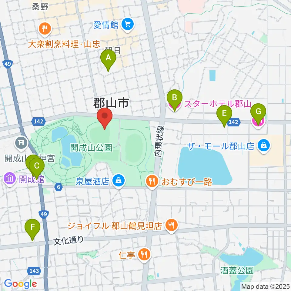 ヨーク開成山スタジアム周辺のホテル一覧地図