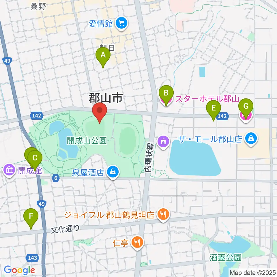 ヨーク開成山スタジアム周辺のホテル一覧地図