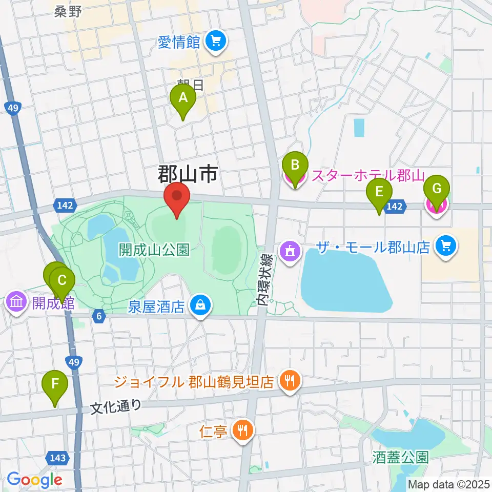 ヨーク開成山スタジアム周辺のホテル一覧地図