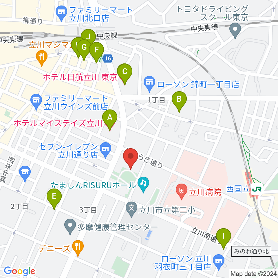 立川市子ども未来センター周辺のホテル一覧地図