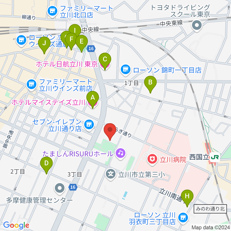 立川市子ども未来センター周辺のホテル一覧地図