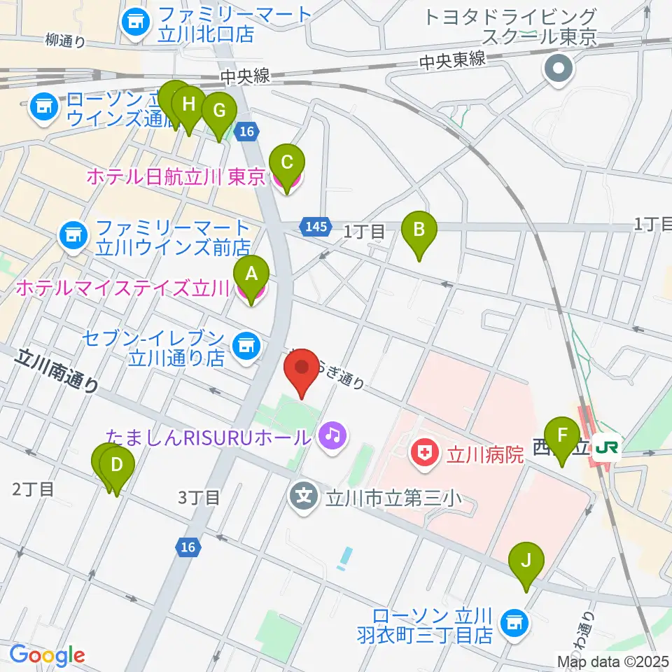 立川市子ども未来センター周辺のホテル一覧地図