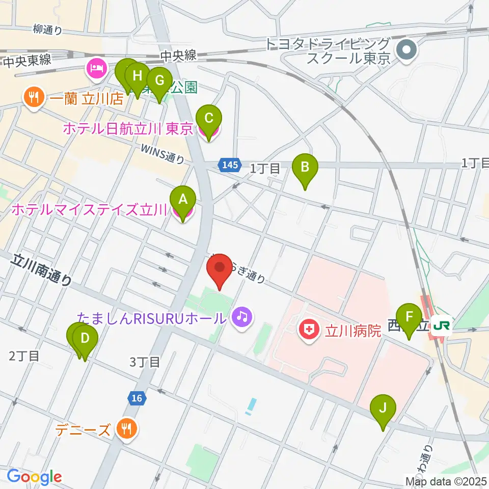 立川市子ども未来センター周辺のホテル一覧地図