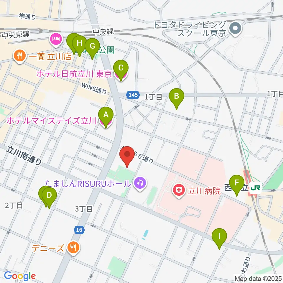 立川市子ども未来センター周辺のホテル一覧地図