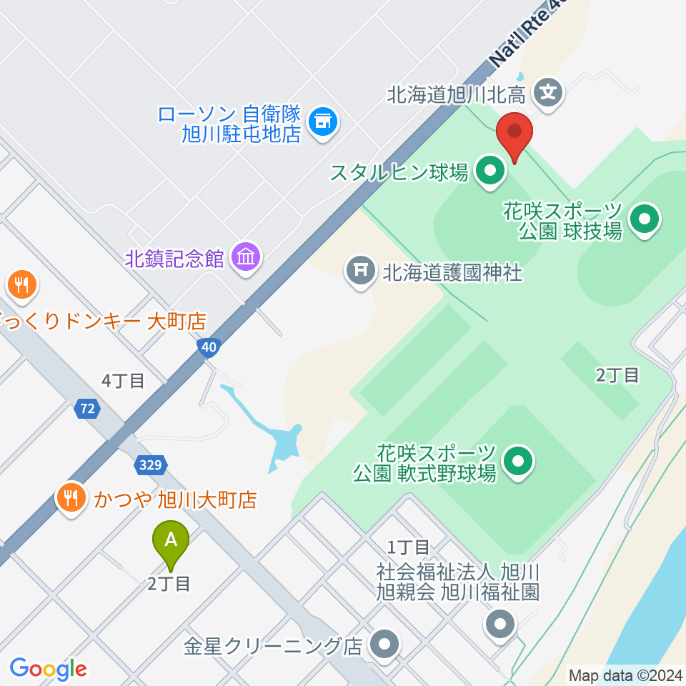 旭川スタルヒン球場周辺のホテル一覧地図