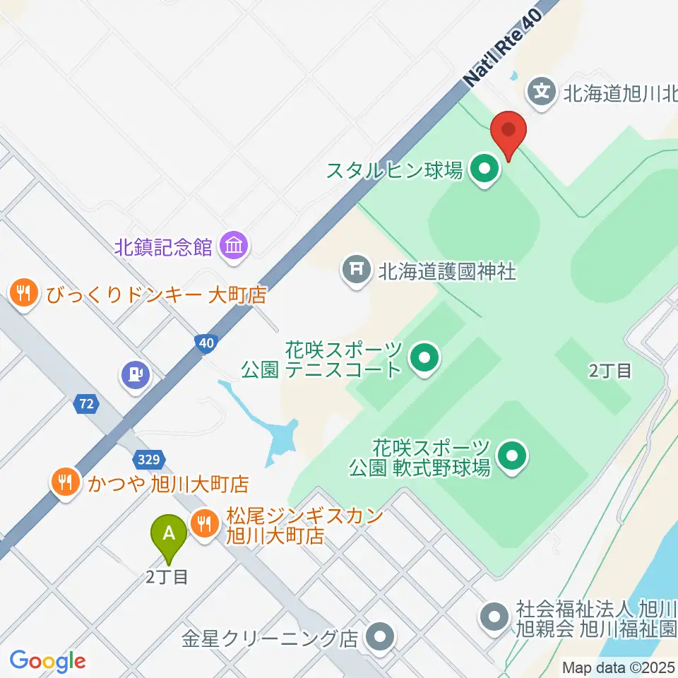 旭川スタルヒン球場周辺のホテル一覧地図