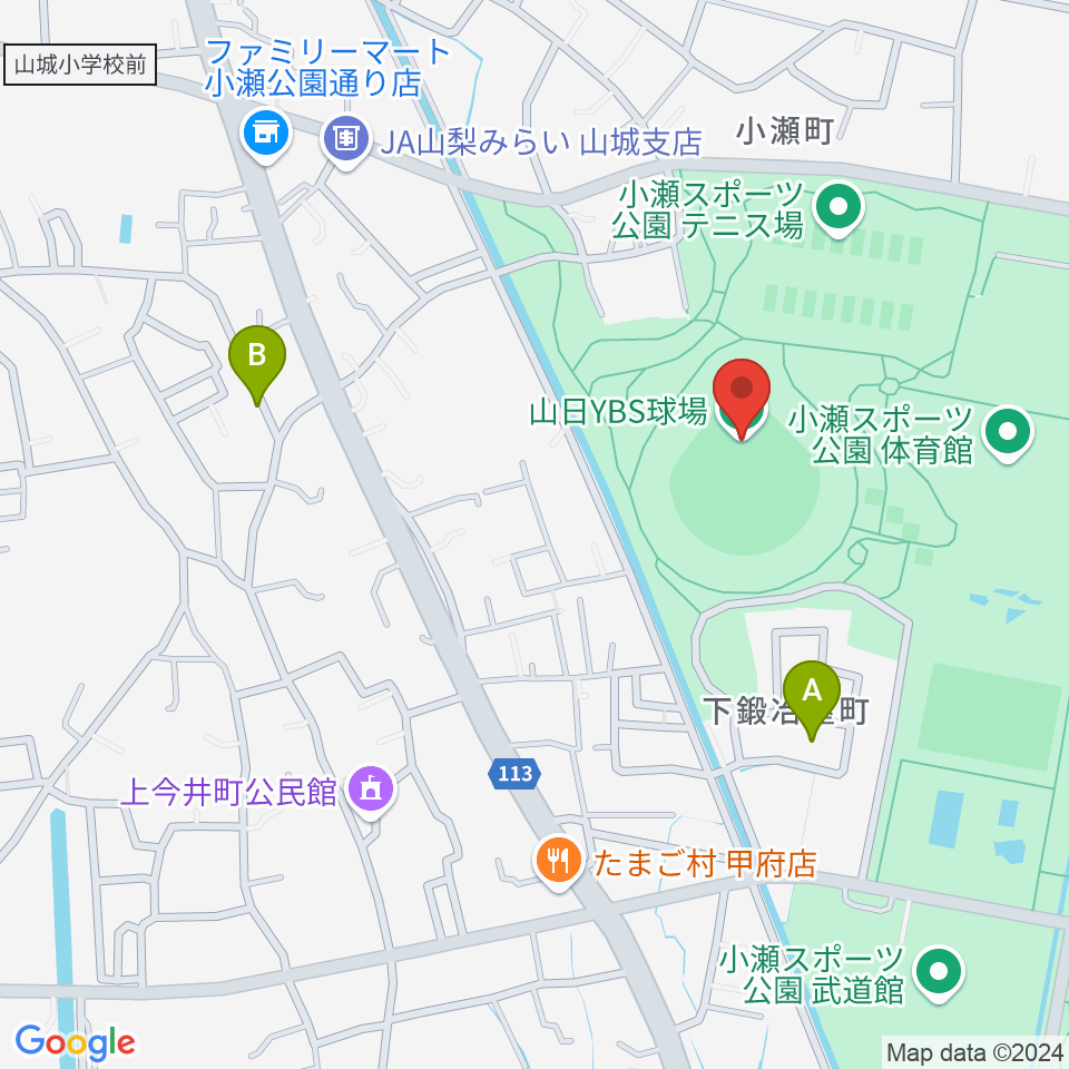 山日YBS球場周辺のホテル一覧地図