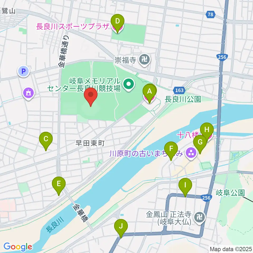 ぎふしん長良川球場周辺のホテル一覧地図