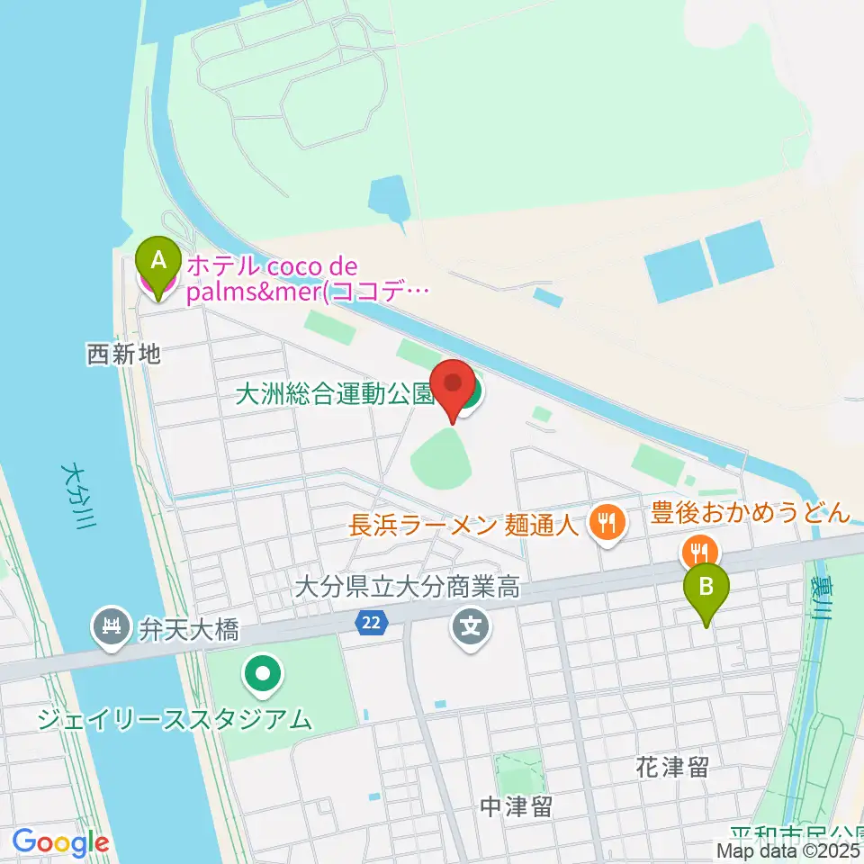 別大興産スタジアム周辺のホテル一覧地図