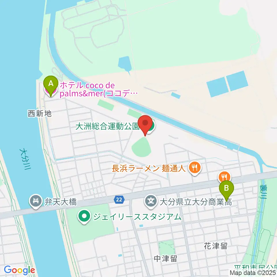 別大興産スタジアム周辺のホテル一覧地図