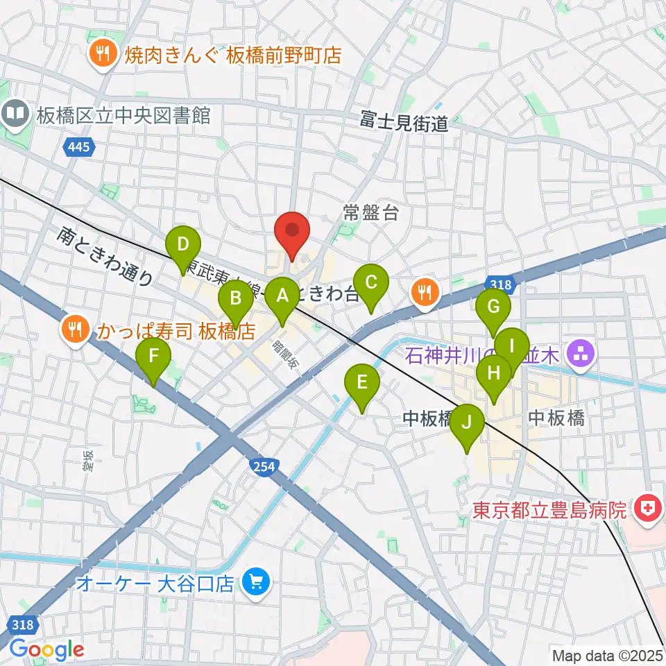 ときわ台Cave周辺のホテル一覧地図