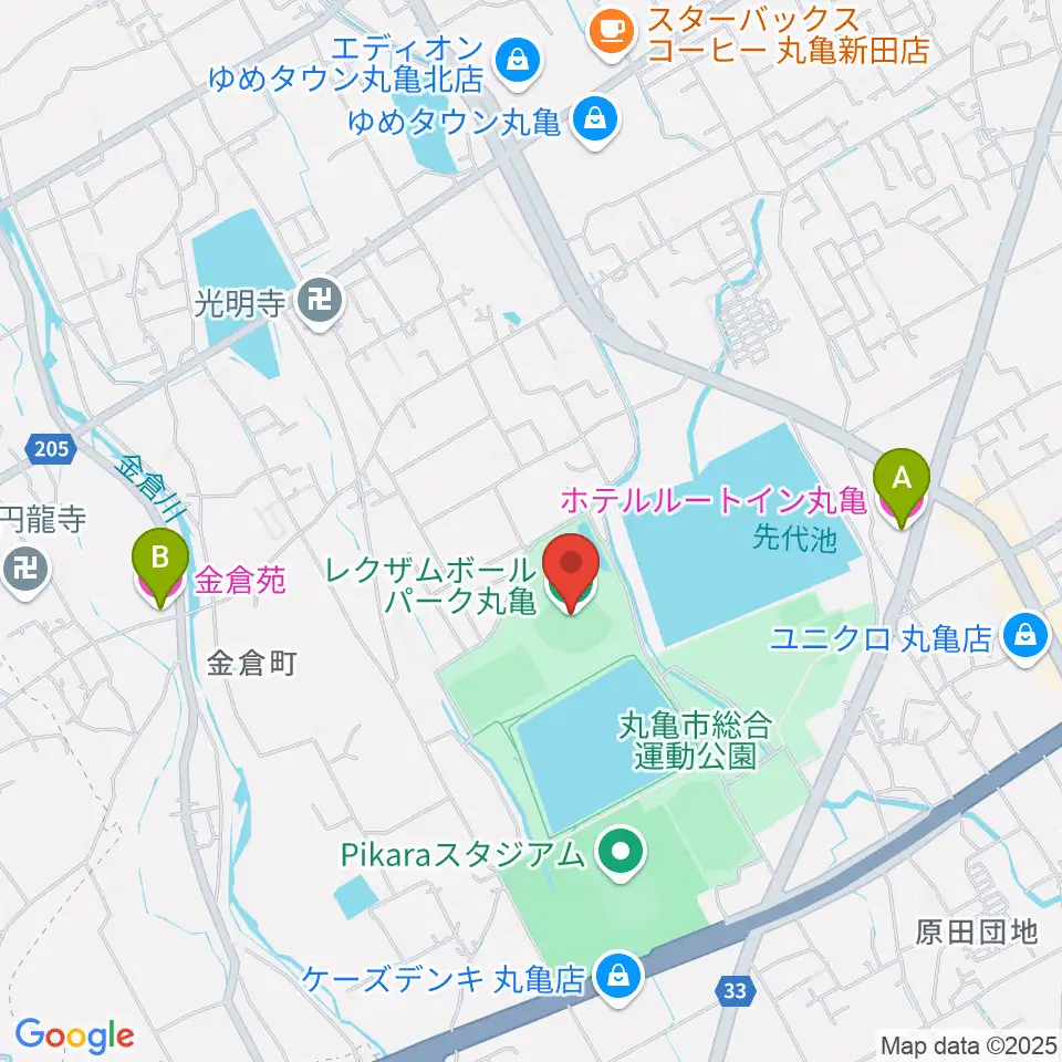 レクザムボールパーク丸亀周辺のホテル一覧地図