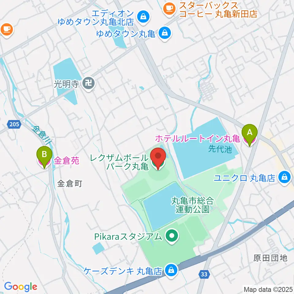 レクザムボールパーク丸亀周辺のホテル一覧地図