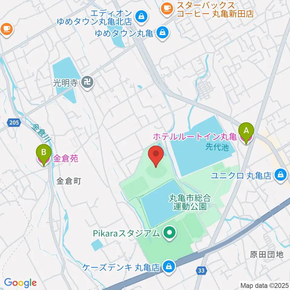 レクザムボールパーク丸亀周辺のホテル一覧地図