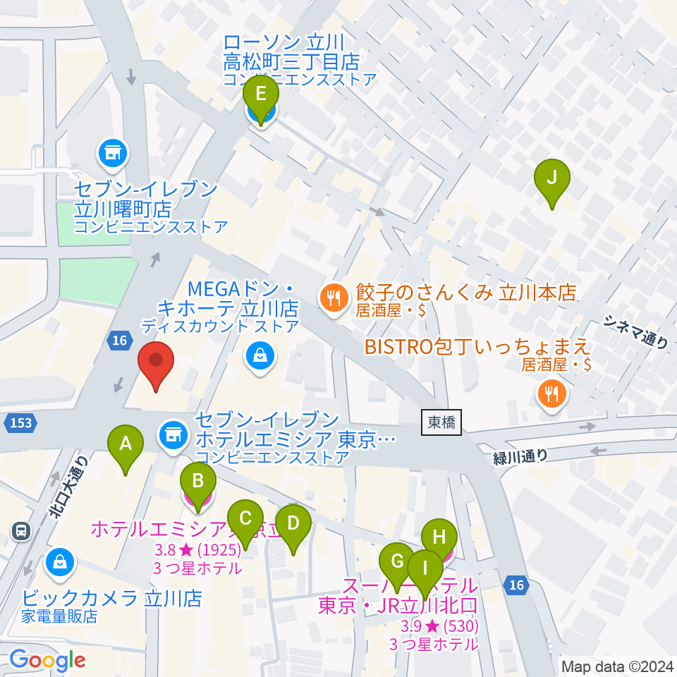 ディスクユニオン立川店周辺のホテル一覧地図