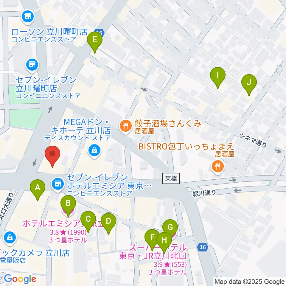 ディスクユニオン立川店周辺のホテル一覧地図
