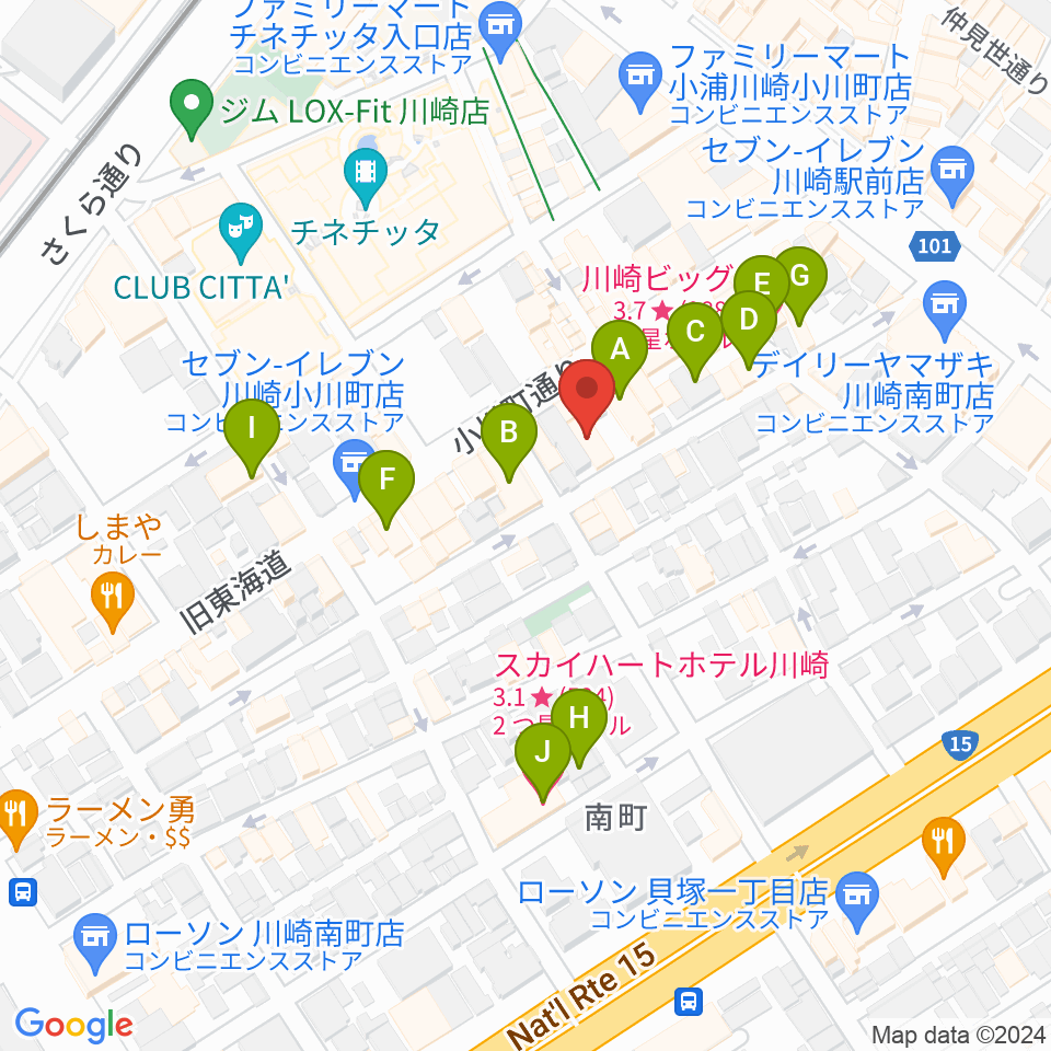 アイオン音楽スタジオ周辺のホテル一覧地図