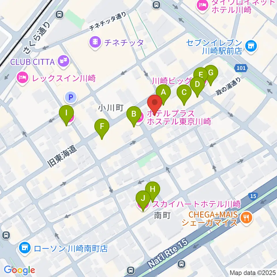 アイオン音楽スタジオ周辺のホテル一覧地図