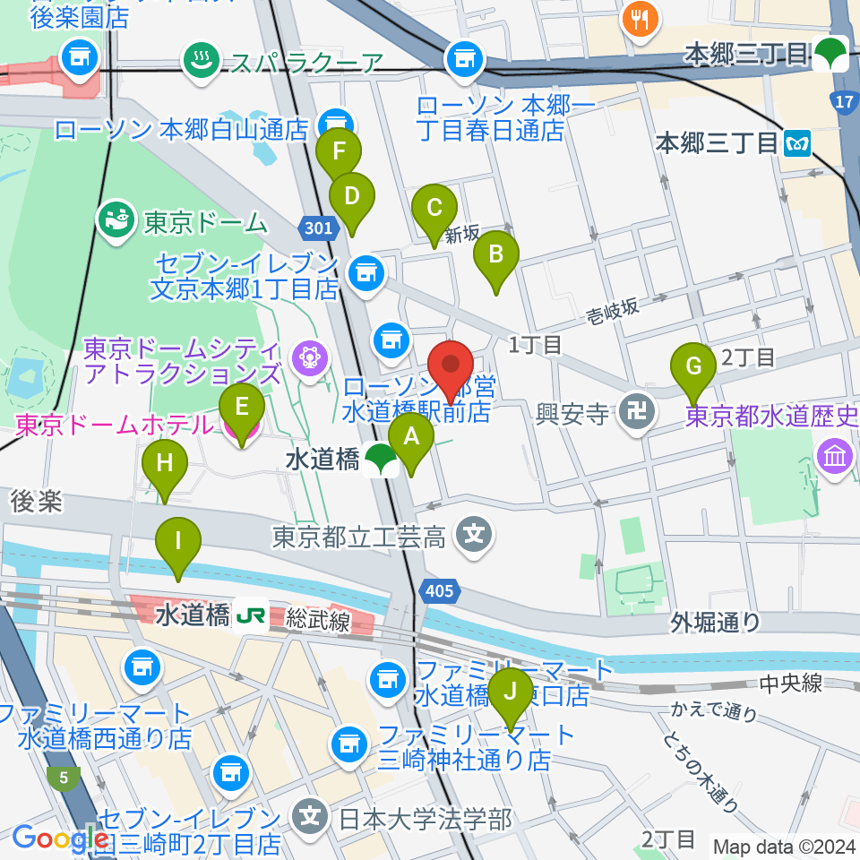 水道橋Words周辺のホテル一覧地図