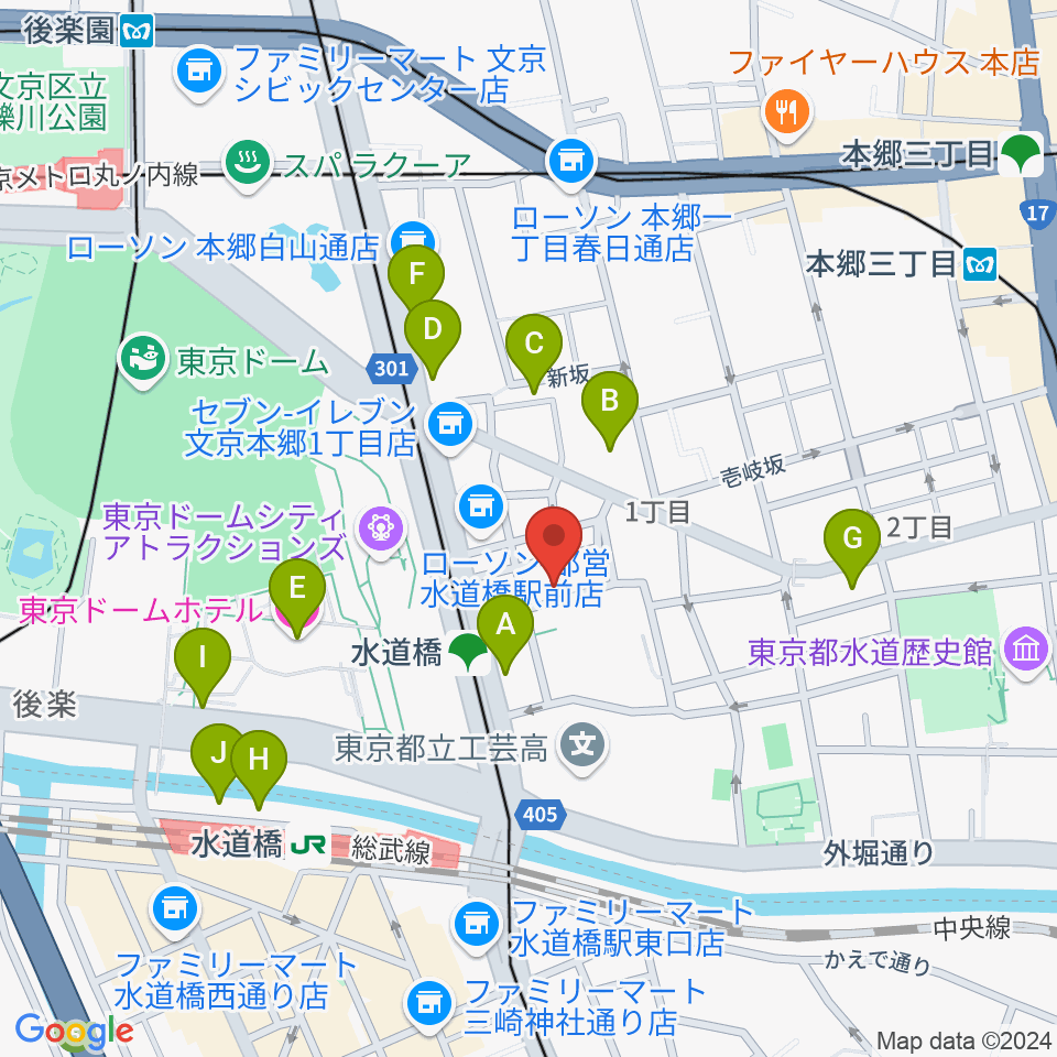 水道橋Words周辺のホテル一覧地図