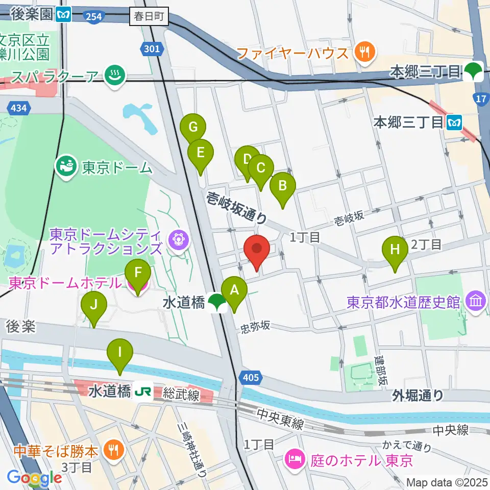 水道橋Words周辺のホテル一覧地図
