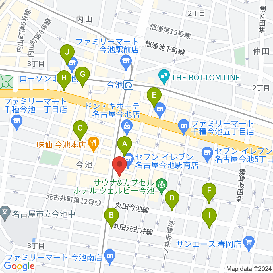 今池GROW周辺のホテル一覧地図