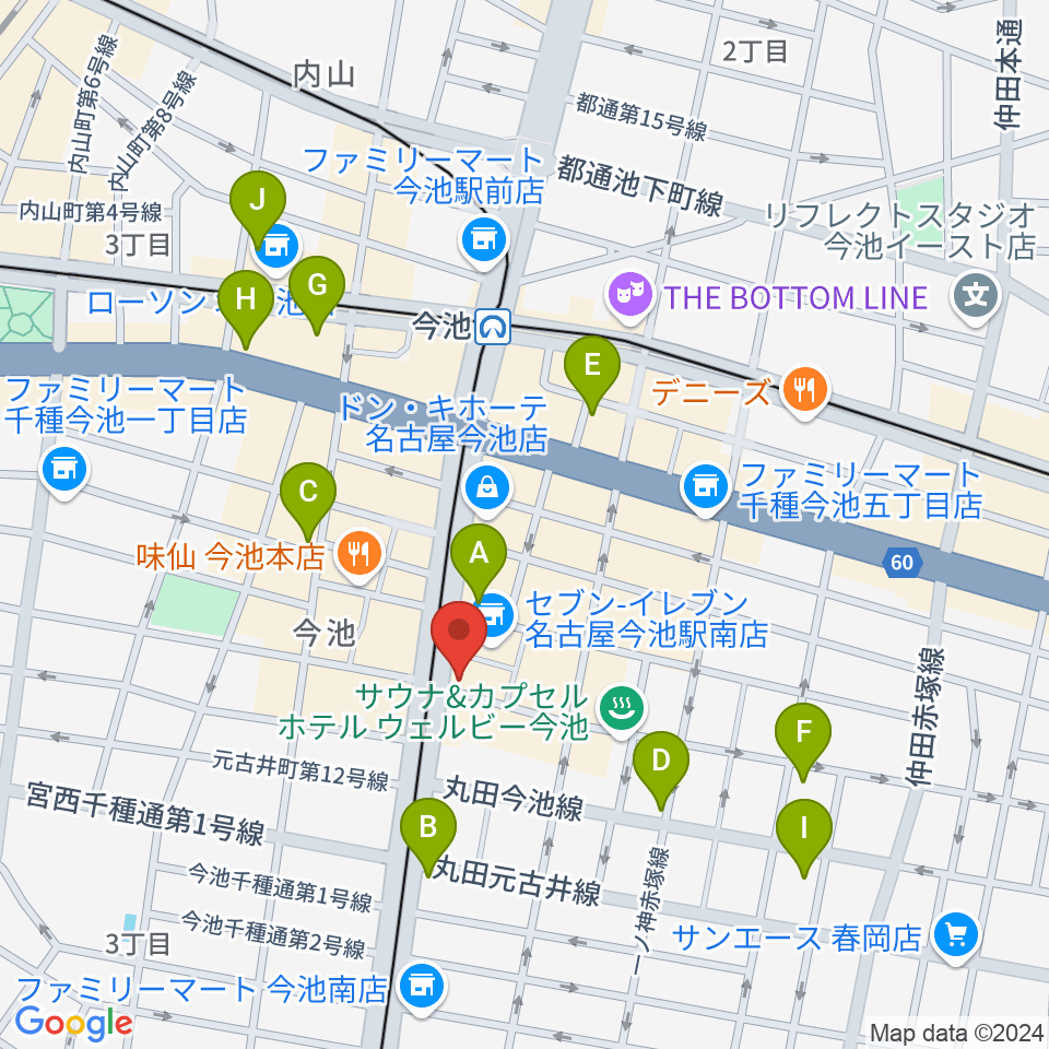 今池GROW周辺のホテル一覧地図