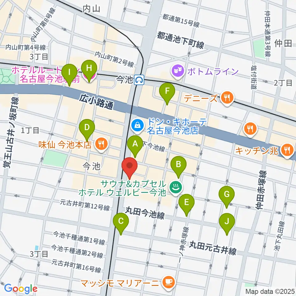 今池GROW周辺のホテル一覧地図