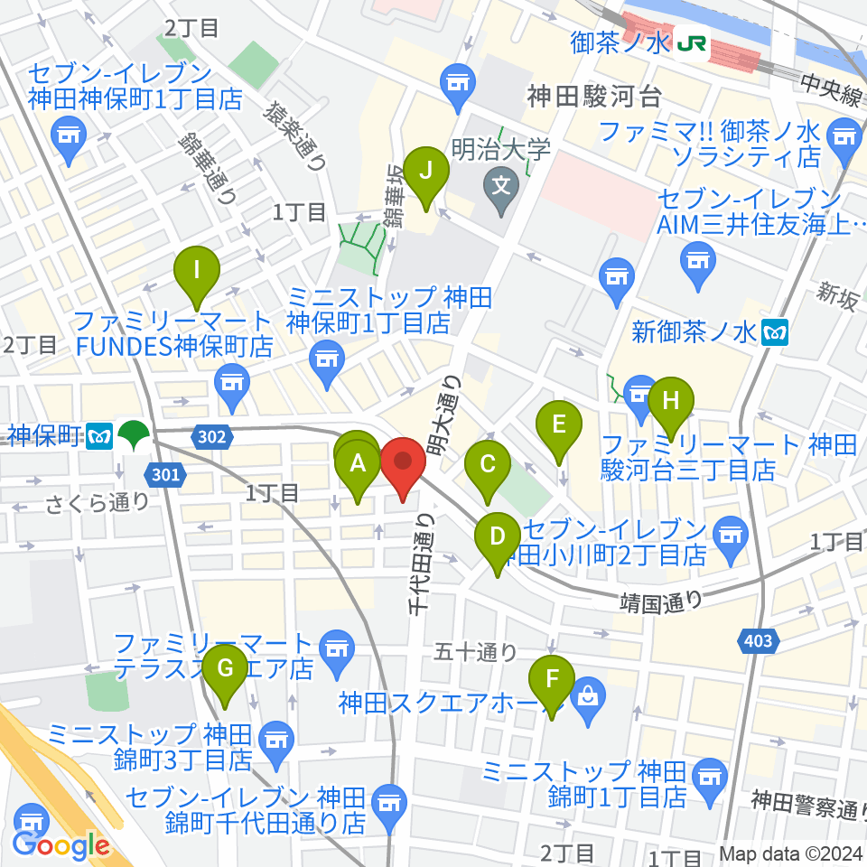 駿河台下スタジオ周辺のホテル一覧地図