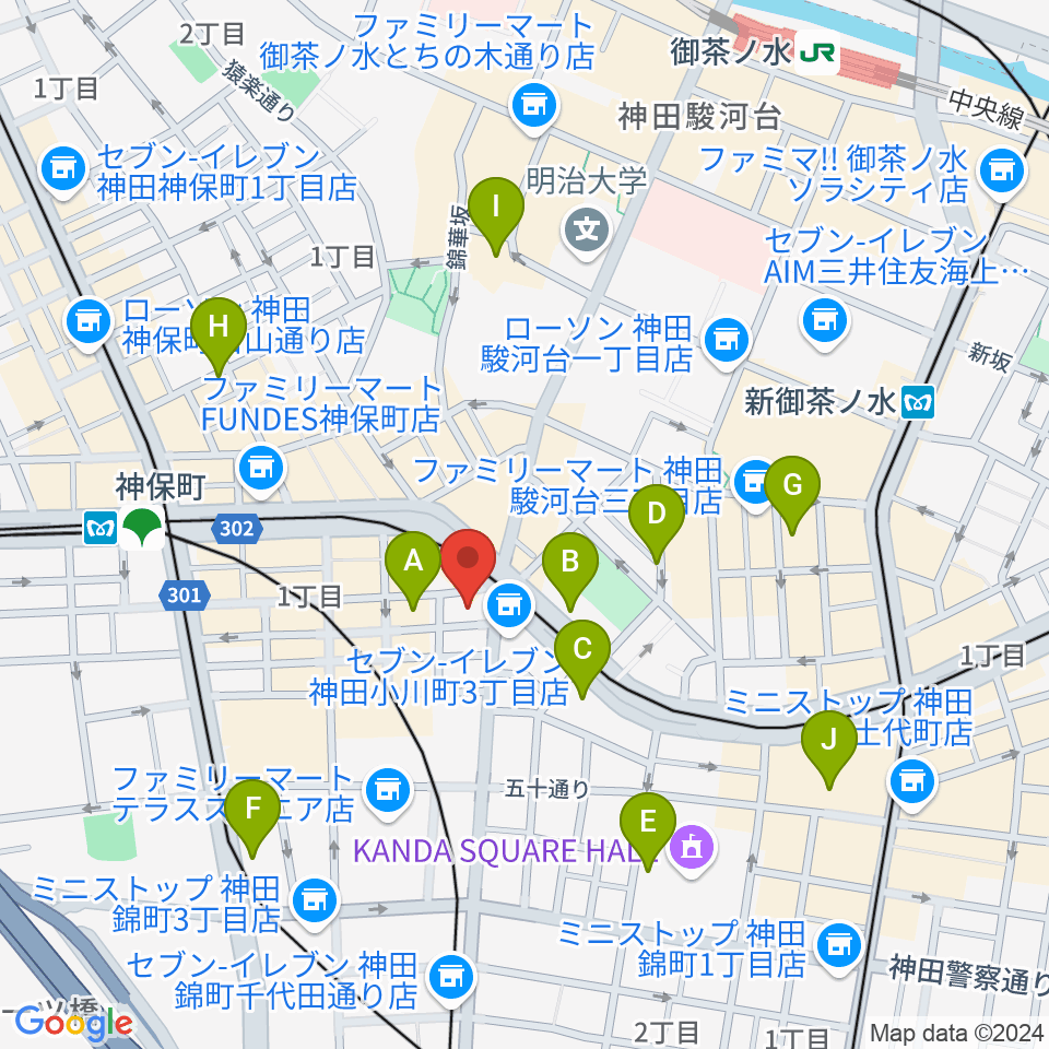 駿河台下スタジオ周辺のホテル一覧地図