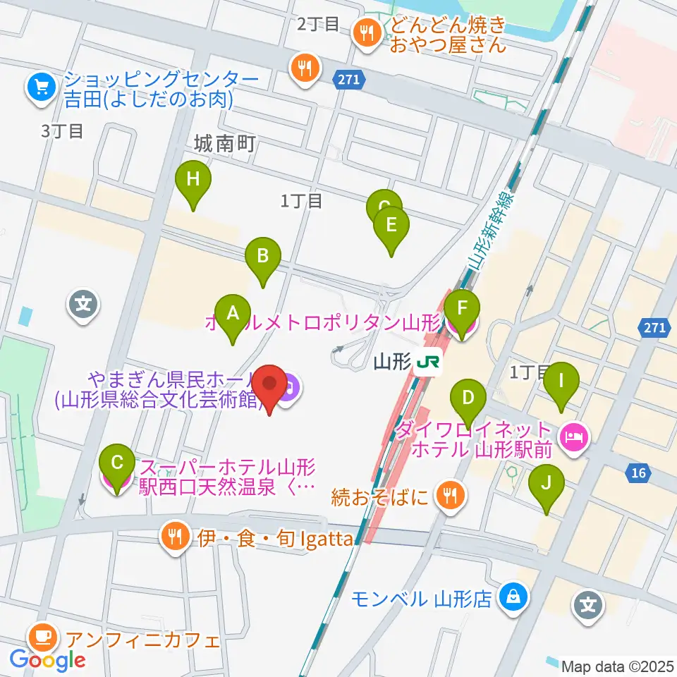 やまぎん県民ホール周辺のホテル一覧地図