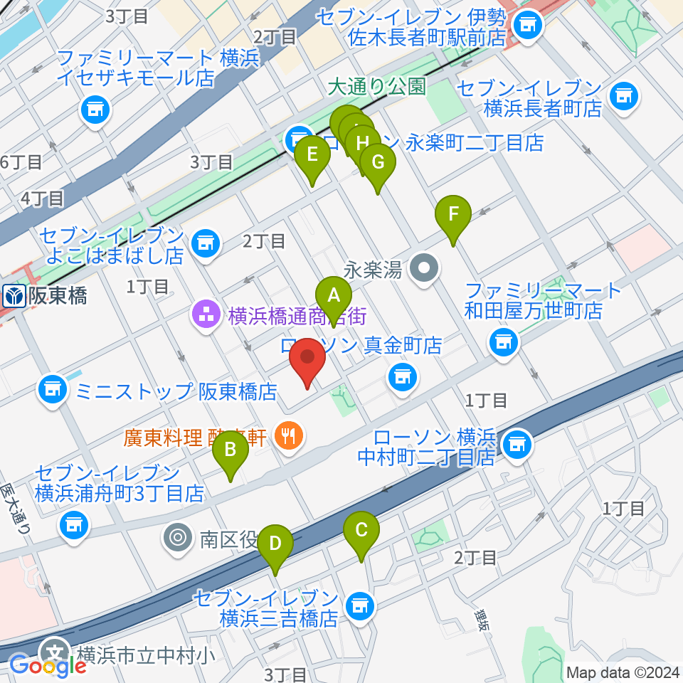 横浜橋スタジオ周辺のホテル一覧地図