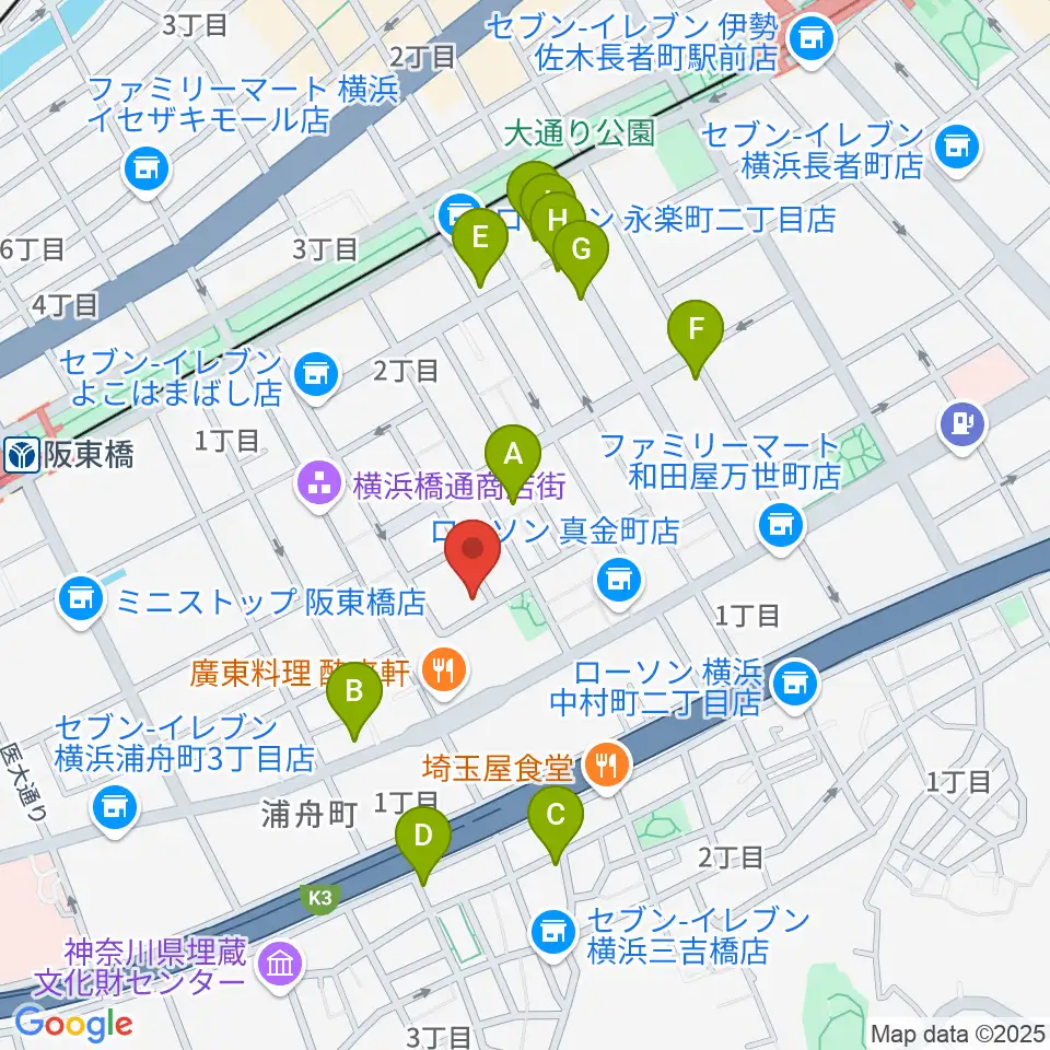 横浜橋スタジオ周辺のホテル一覧地図