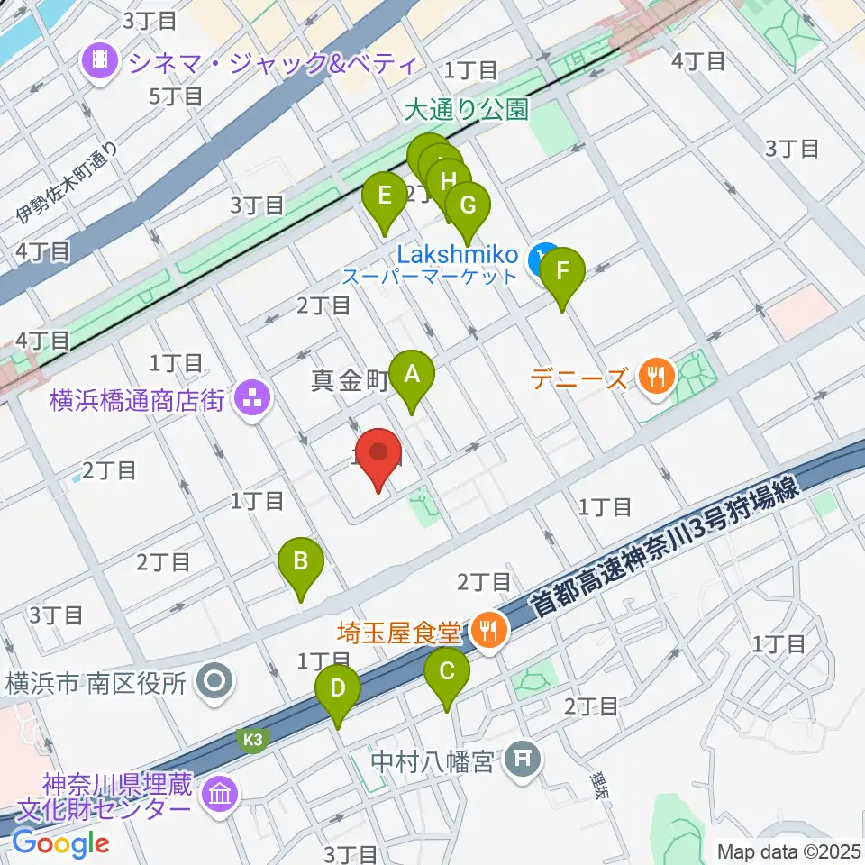 横浜橋スタジオ周辺のホテル一覧地図