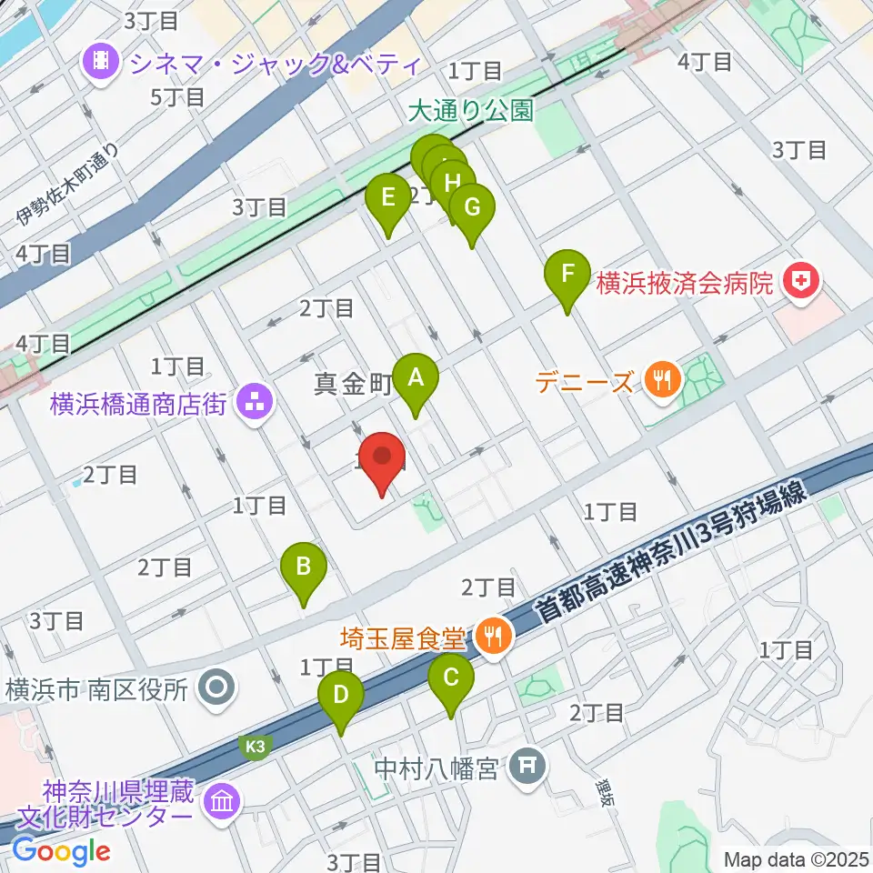 横浜橋スタジオ周辺のホテル一覧地図