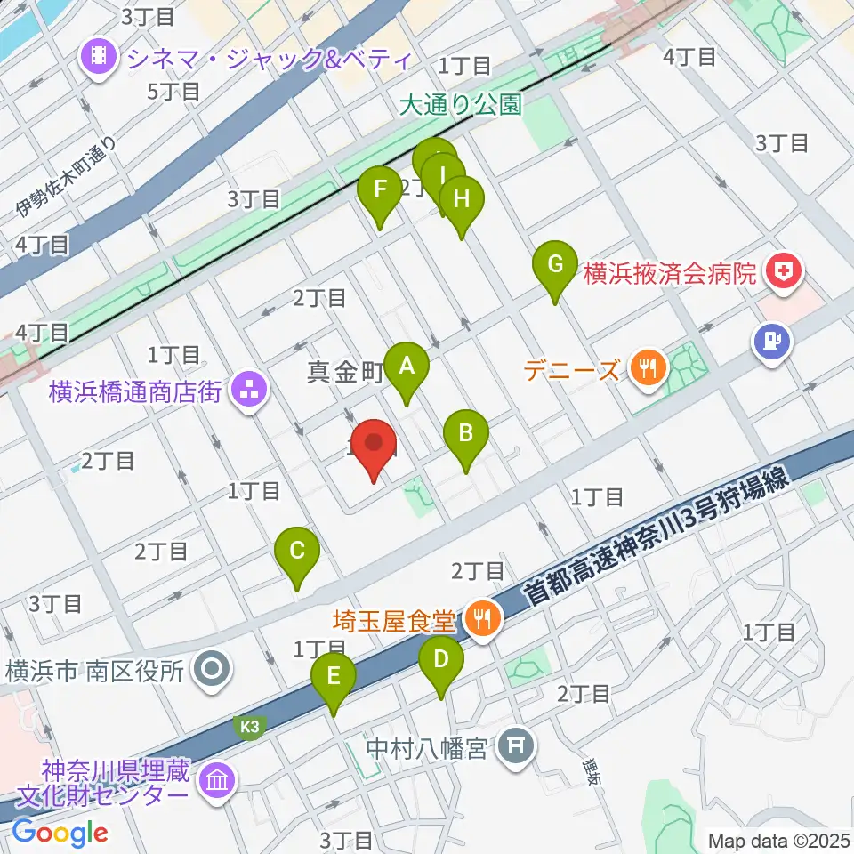 横浜橋スタジオ周辺のホテル一覧地図