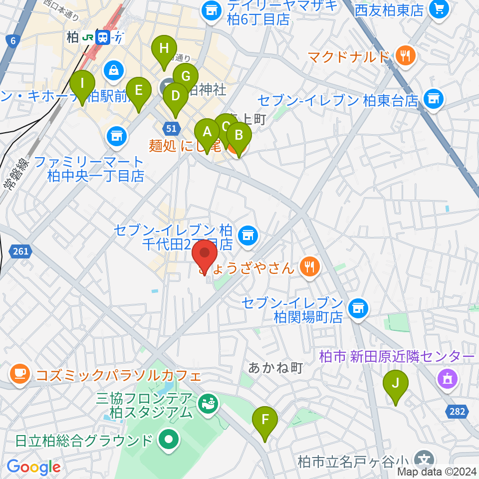 リアクション柏周辺のホテル一覧地図