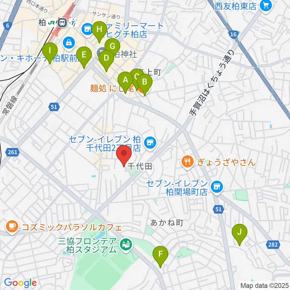 リアクション柏周辺のホテル一覧地図