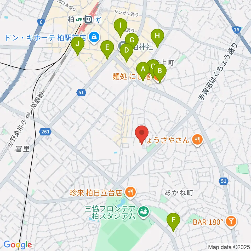 リアクション柏周辺のホテル一覧地図